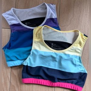 Oiselle striped blackbird crop sports bra